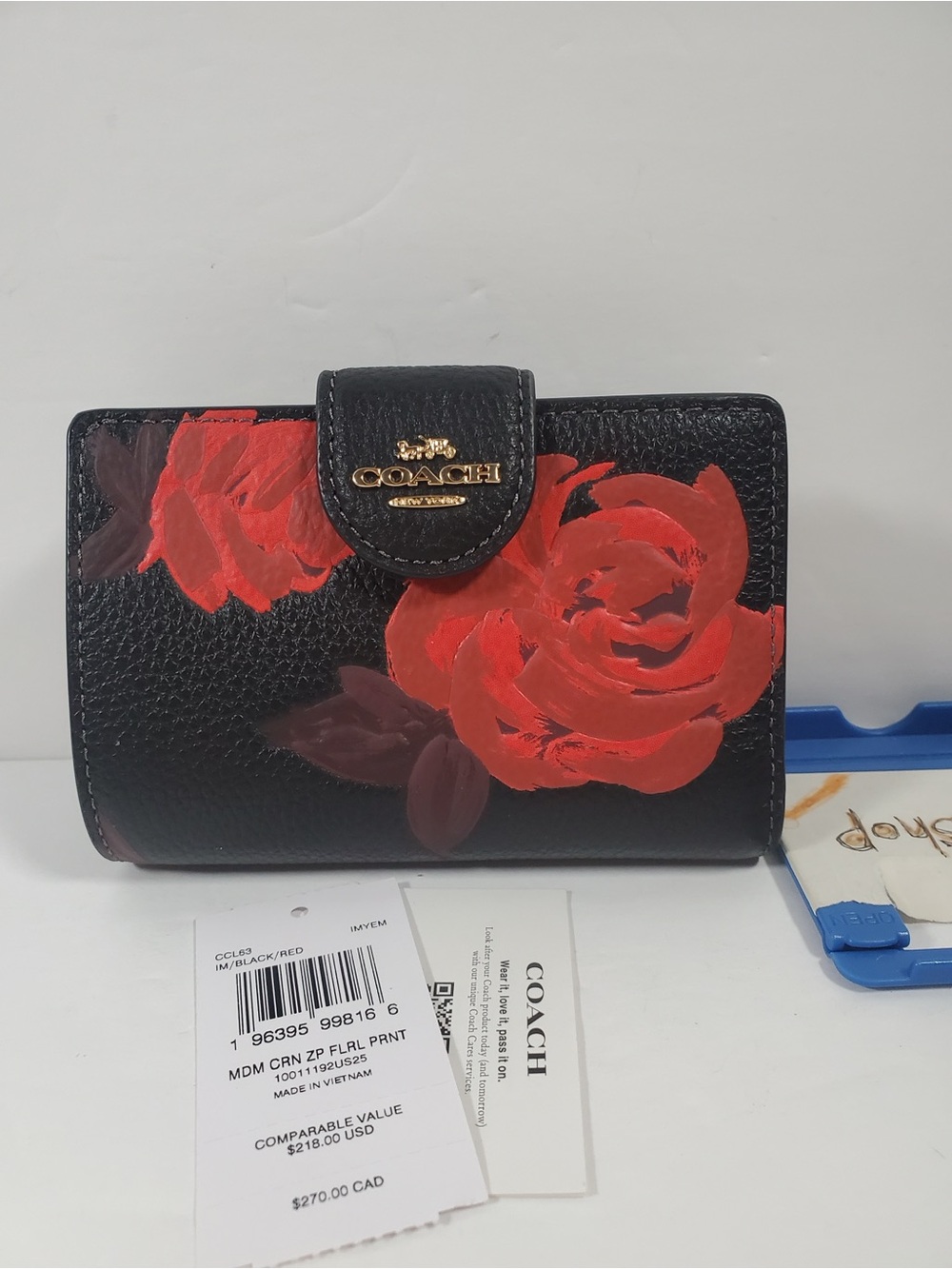 Coach Medium Corner Zip Wallet With Floral Print NWT